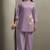 Women's purple pure cotton bird embroidered straight kurta with solid pure cotton pants co-ord set
