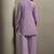 Women's purple pure cotton bird embroidered straight kurta with solid pure cotton pants co-ord set