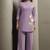 Women's purple pure cotton bird embroidered straight kurta with solid pure cotton pants co-ord set
