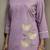Women's purple pure cotton bird embroidered straight kurta with solid pure cotton pants co-ord set