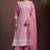Pink pure cotton embroidered thread work ethnic kurta set with matching dupatta