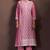 Pink pure cotton embroidered thread work ethnic kurta set with matching dupatta