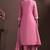 Pink pure cotton embroidered thread work ethnic kurta set with matching dupatta