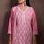 Pink pure cotton embroidered thread work ethnic kurta set with matching dupatta