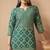Women's rama green jacquard vichitra silk co-ord set