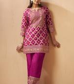 Women's pink jacquard vichitra silk co-ord set