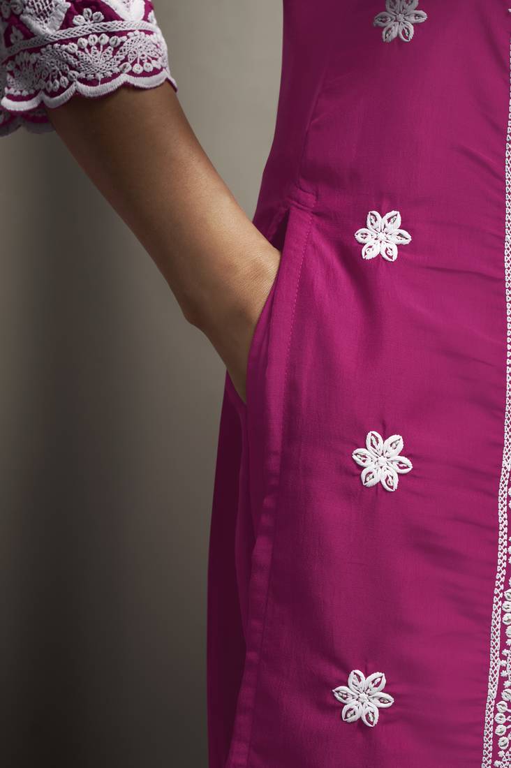 Green chinon embroidered thread work ethnic kurta set with matching dupatta