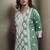 Green chinon embroidered thread work ethnic kurta set with matching dupatta