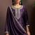 Wine silk blend embroidered zari work ethnic kurta set with matching dupatta
