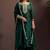 Green silk blend embroidered zari work ethnic kurta set with matching dupatta