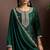 Green silk blend embroidered zari work ethnic kurta set with matching dupatta