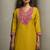 Red chinon embroidered sequins work ethnic kurta set with matching dupatta