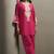 Women's pink cotton blend floral embroidered co-ord set with straight top & solid pants