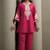 Women's pink cotton blend floral embroidered co-ord set with straight top & solid pants