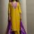 Yellow chinon embroidered sequins work ethnic kurta set with matching dupatta