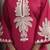 Women's pink cotton blend floral embroidered co-ord set with straight top & solid pants