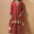 Red silk blend embroidered sequins work ethnic kurta set with matching dupatta