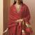 Red silk blend embroidered sequins work ethnic kurta set with matching dupatta