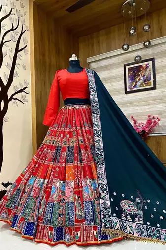 Red Navratri Lehenga Choli With Dupatta