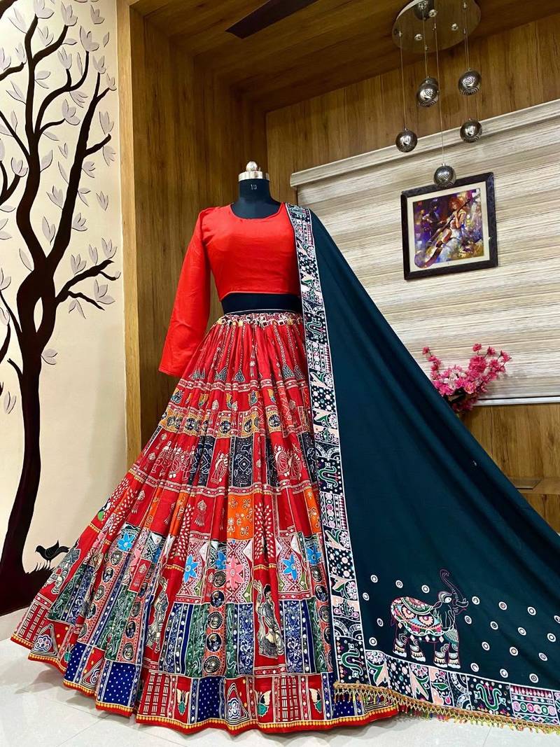 Red Navratri Lehenga Choli With Dupatta