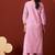 Pink pure cotton embroidered chikankari ethnic kurta set with matching dupatta
