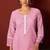 Pink pure cotton embroidered chikankari ethnic kurta set with matching dupatta