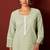 Green pure cotton embroidered chikankari ethnic kurta set with matching dupatta