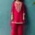 Red silk blend embroidered zari work ethnic kurta set with matching dupatta