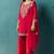 Red silk blend embroidered zari work ethnic kurta set with matching dupatta