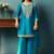 Teal silk blend embroidered zari work ethnic kurta set with matching dupatta