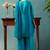 Teal silk blend embroidered zari work ethnic kurta set with matching dupatta