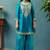 Teal silk blend embroidered zari work ethnic kurta set with matching dupatta