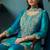 Teal silk blend embroidered zari work ethnic kurta set with matching dupatta