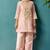 Light pink silk blend embroidered mirror work ethnic kurta set with matching dupatta