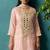 Light pink silk blend embroidered mirror work ethnic kurta set with matching dupatta