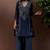 Navy blue silk blend embroidered mirror work ethnic kurta set with matching dupatta