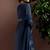 Navy blue silk blend embroidered mirror work ethnic kurta set with matching dupatta