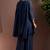 Navy blue silk blend embroidered mirror work ethnic kurta set with matching dupatta