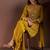 Mustard silk blend embroidered mirror work ethnic kurta set with matching dupatta