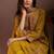 Mustard silk blend embroidered mirror work ethnic kurta set with matching dupatta