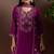 Purple silk blend embroidered mirror work ethnic kurta set with matching dupatta