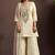 Cream silk blend embroidered mirror work ethnic kurta set with matching dupatta