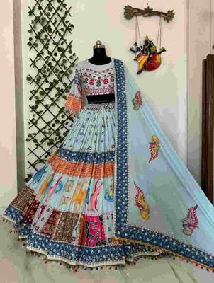 Sky Blue Navratri Lehenga Choli With Dupatta 3