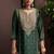 Green silk blend embroidered sequins work ethnic kurta set with matching dupatta