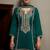 Green silk blend embroidered mirror work ethnic kurta set with matching dupatta