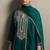 Green silk blend embroidered mirror work ethnic kurta set with matching dupatta
