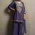 Violet silk blend embroidered thread work ethnic kurta set with matching dupatta
