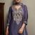 Violet silk blend embroidered thread work ethnic kurta set with matching dupatta