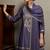 Violet silk blend embroidered thread work ethnic kurta set with matching dupatta