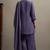 Violet silk blend embroidered thread work ethnic kurta set with matching dupatta